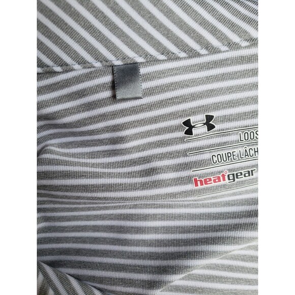 UNDER ARMOUR x WESTMORELAND CC Size XL Gray Racing Stripe Polo Shirt Performance - Picture 8 of 13